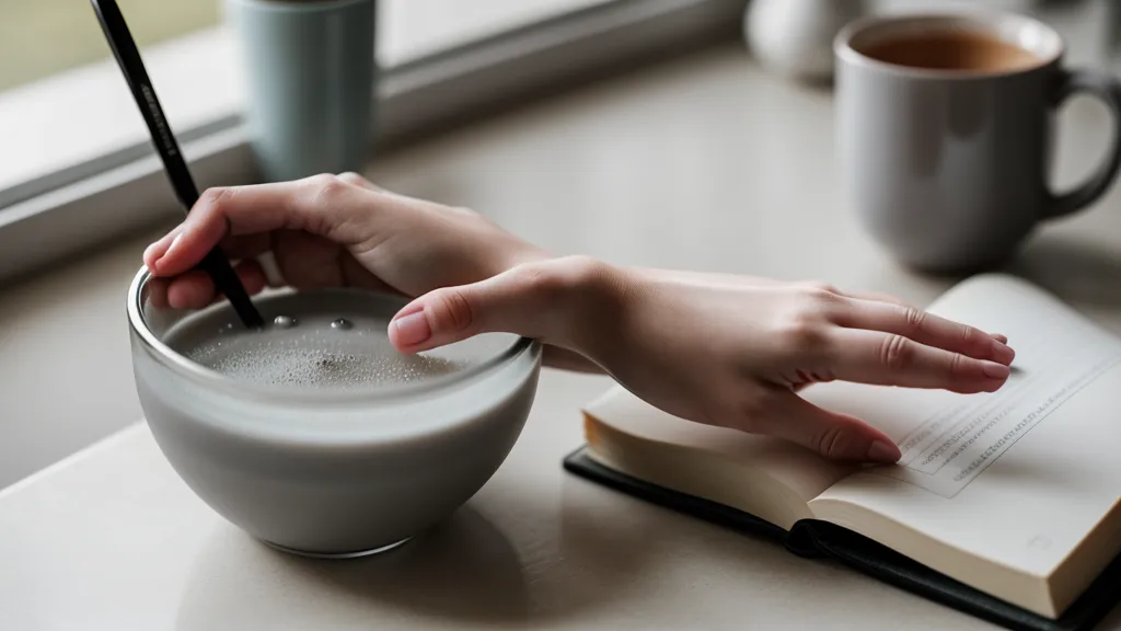 Manos sosteniendo un frasco de peeling casero junto a notas manuscritas sobre cuidado corporal